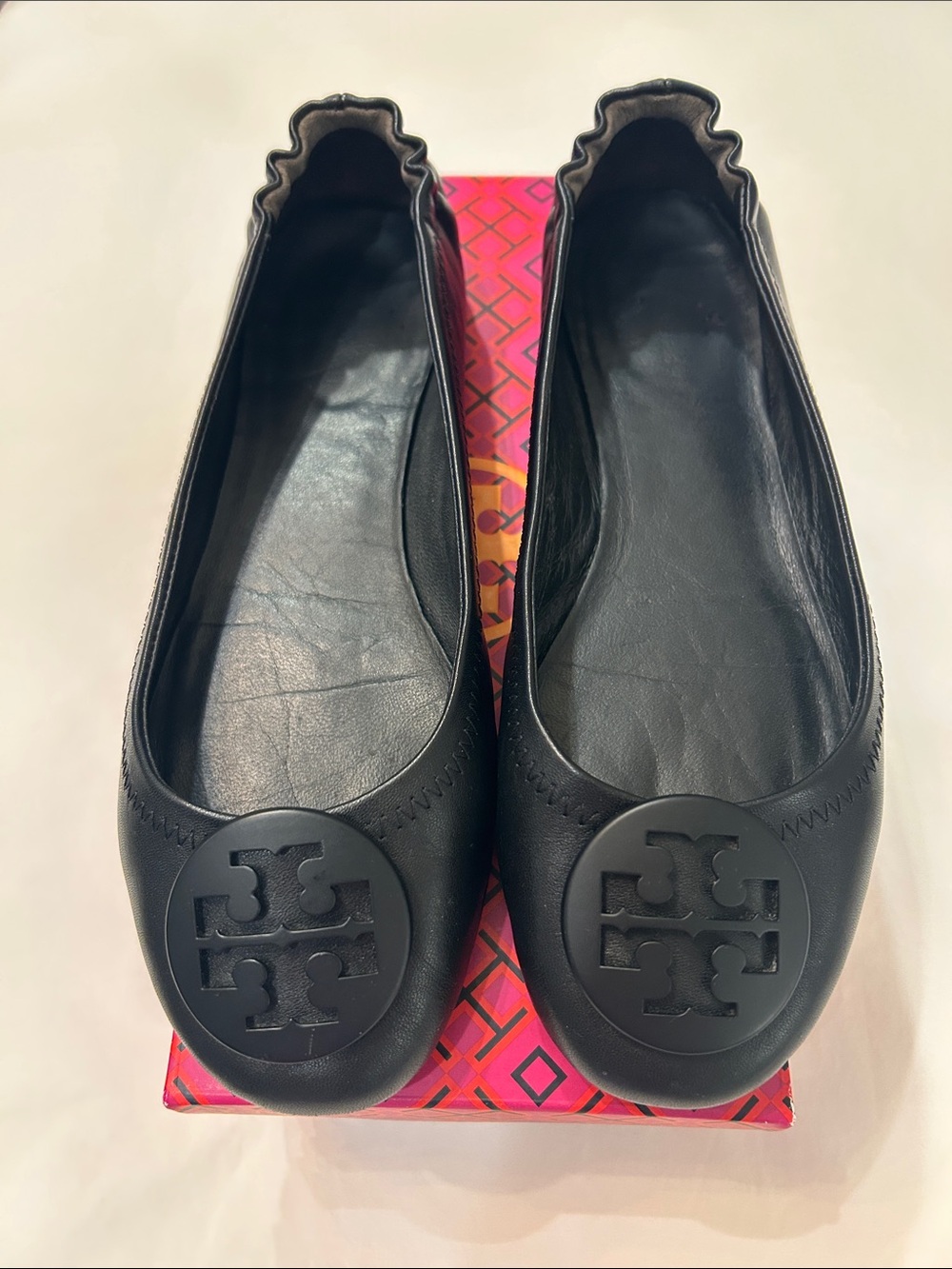 Tory Burch Perfect Black Minnie Travel Ballet Flat Size 8